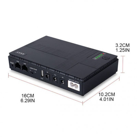 Джерело безперебійного живлення для роутерів/комутаторів DC1018P DC UPS 10400 mAh Black (2020000426844)