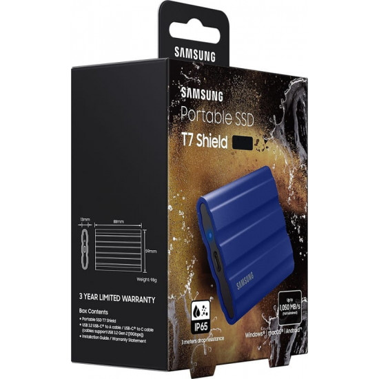 Накопичувач зовнішній SSD 2TB Samsung T7 Shield Blue (MU-PE2T0R/EU)