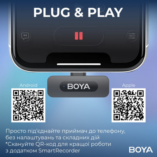 Мікрофон BOYA BY-V3 combo Type-C/Lightning Black