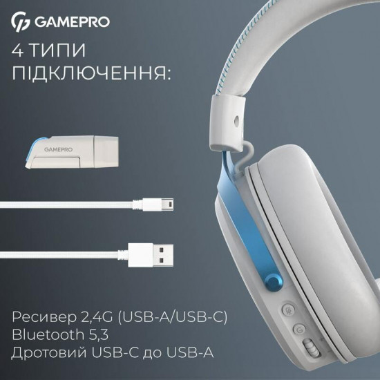 Гарнітура GamePro Asgard Freya Pro White-Blue (HSW201WB)