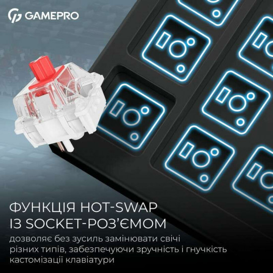 Клавіатура бездротова GamePro Asgard Ragnar Keychron Super Red Switch Black (MK285BK)