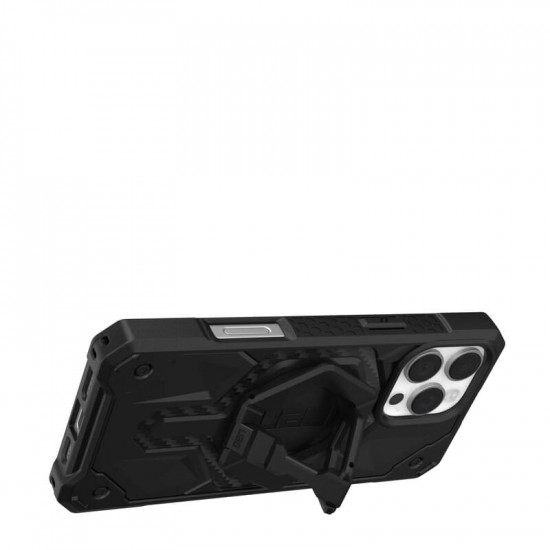 Чохол-накладка+магнітне кільце-тримач Urban Armor Gear Monarch Pro Magsafe для  Apple iPhone 16 Pro Max Carbon Fiber/Black Stand (1144571BV01)