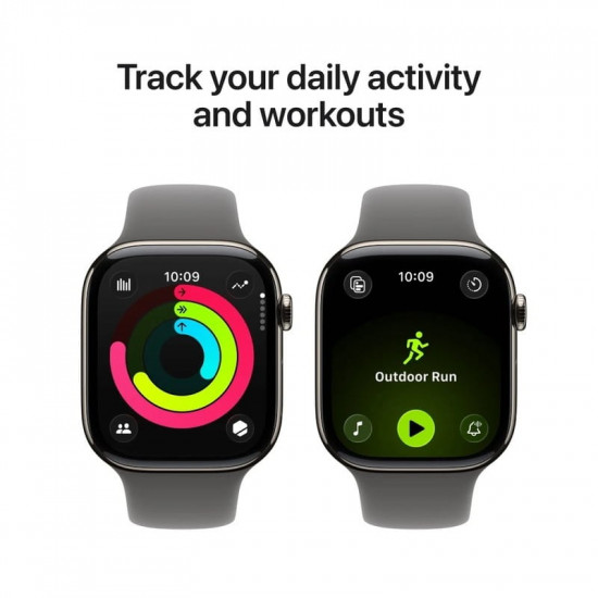 Смарт-годинник Apple Watch Series 11 GPS + Cellular 46mm Natural Titanium Case with Stone Grey Sport Band - M/L (MFCX4RK/A)