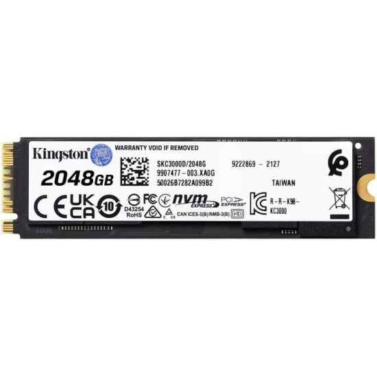 Накопичувач SSD 2TB Kingston KC3000 M.2 2280 PCIe 4.0 x4 NVMe 3D TLC (SKC3000D/2048G)