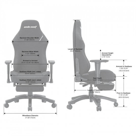 Крісло для геймерів Anda Seat Luna Pro Size L Gray Fabric (AD18T-44-G-F)