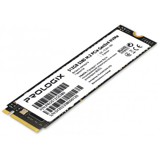 Накопичувач SSD  512GB Prologix S380 M.2 2280 PCIe 3.0 x4 NVMe 3D TLC (PRO512GS380)