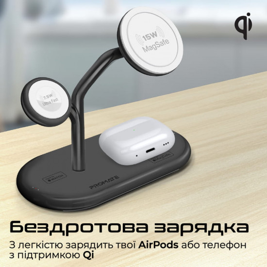 Бездротовий зарядний пристрій Promate Synergy-Pro MagSafe 57W Black
