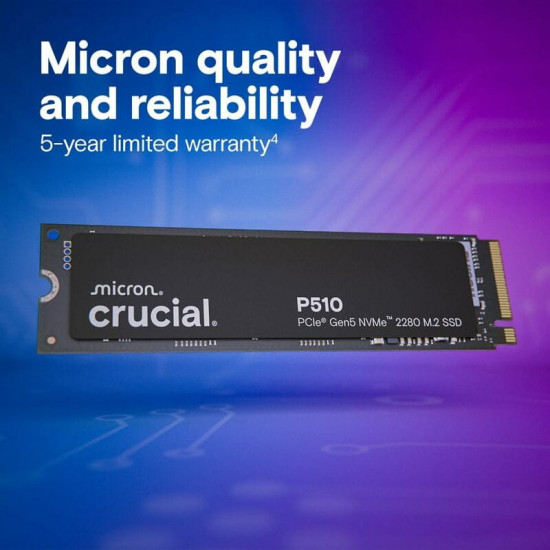 Накопичувач SSD 1TB Micron P510 M.2 2280 PCIe 5.0 x4 3D NAND (CT1000P510SSD8)