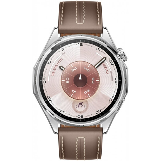 Смарт-годинник Huawei Watch GT 6 46mm Steel with Brown Composite Leather Strap (55020FTW)