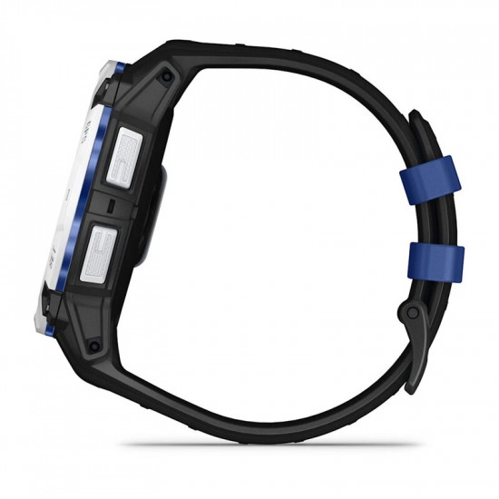 Смарт-годинник Garmin Instinct 3 50mm Solar Whitestone with Black/Bolt Blue Silicone (010-02935-43)