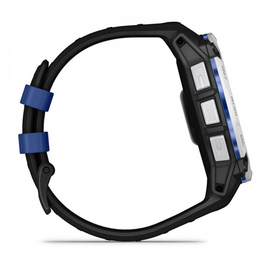 Смарт-годинник Garmin Instinct 3 50mm Solar Whitestone with Black/Bolt Blue Silicone (010-02935-43)